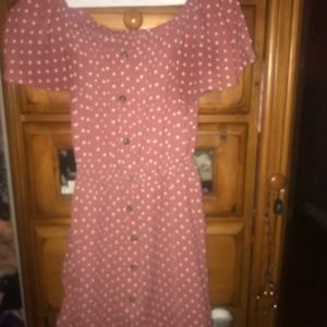 Dusty pink polka dot dress